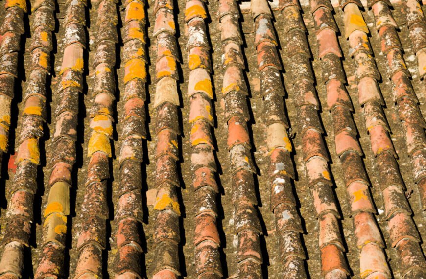 Tejado antiguo con tejas desgastadas y musgo en Reus – rehabilitación y reparación