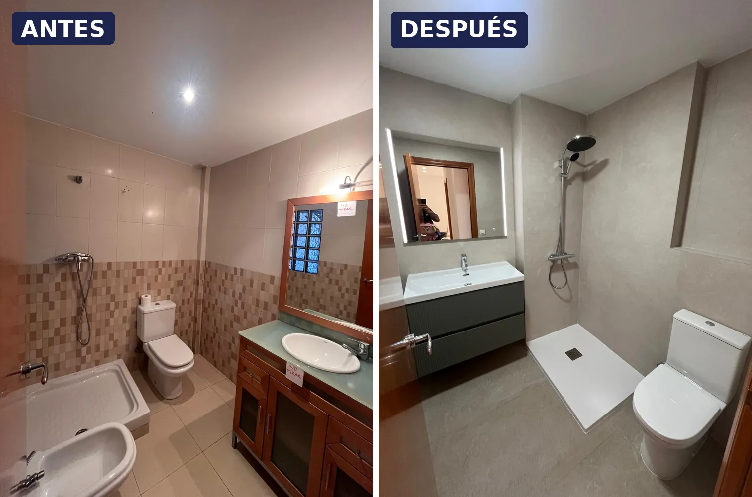 Antes y después de una reforma de baño: de alicatado antiguo a plato de ducha y mueble suspendido – LUCMAR